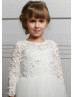 Ivory Lace Tulle Corset Back Stunning Flower Girl Dress Ivory Lace Tulle Corset Back Stunning Flower Girl Dress